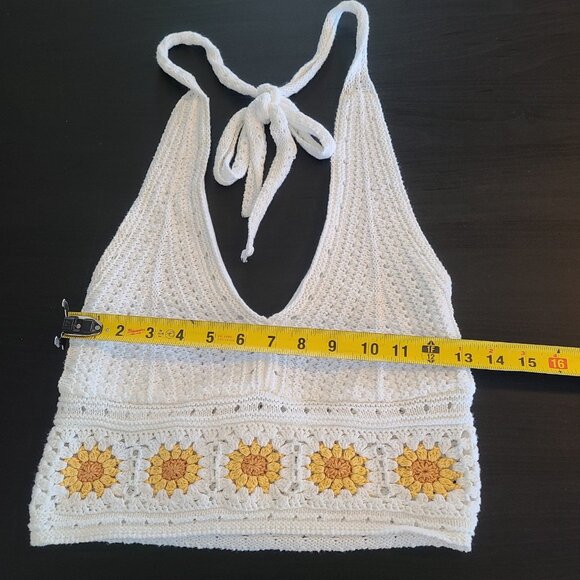 Hollister Crochet Sunflower Halter Top Swim Cover Beach Boho Festival Medium - Picture 3 of 7
